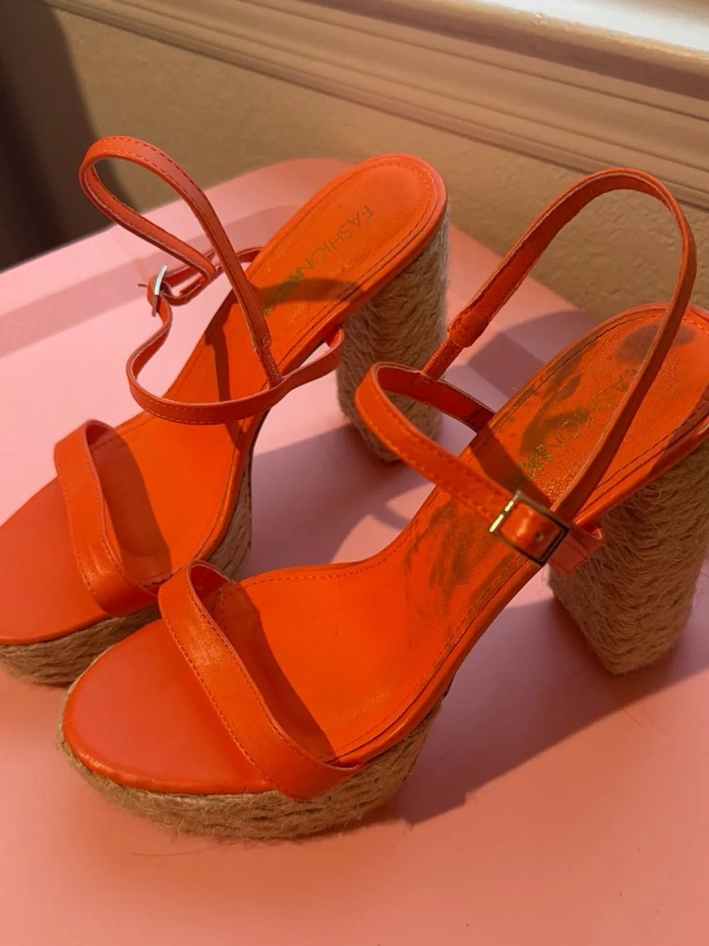 Fashion Nova Orange Platform Espadrille Heels